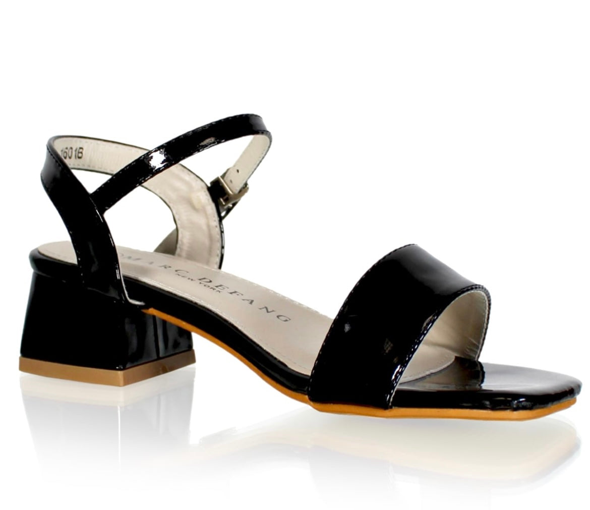 Marc Defang Black Single Strap Slingback Block Heels
