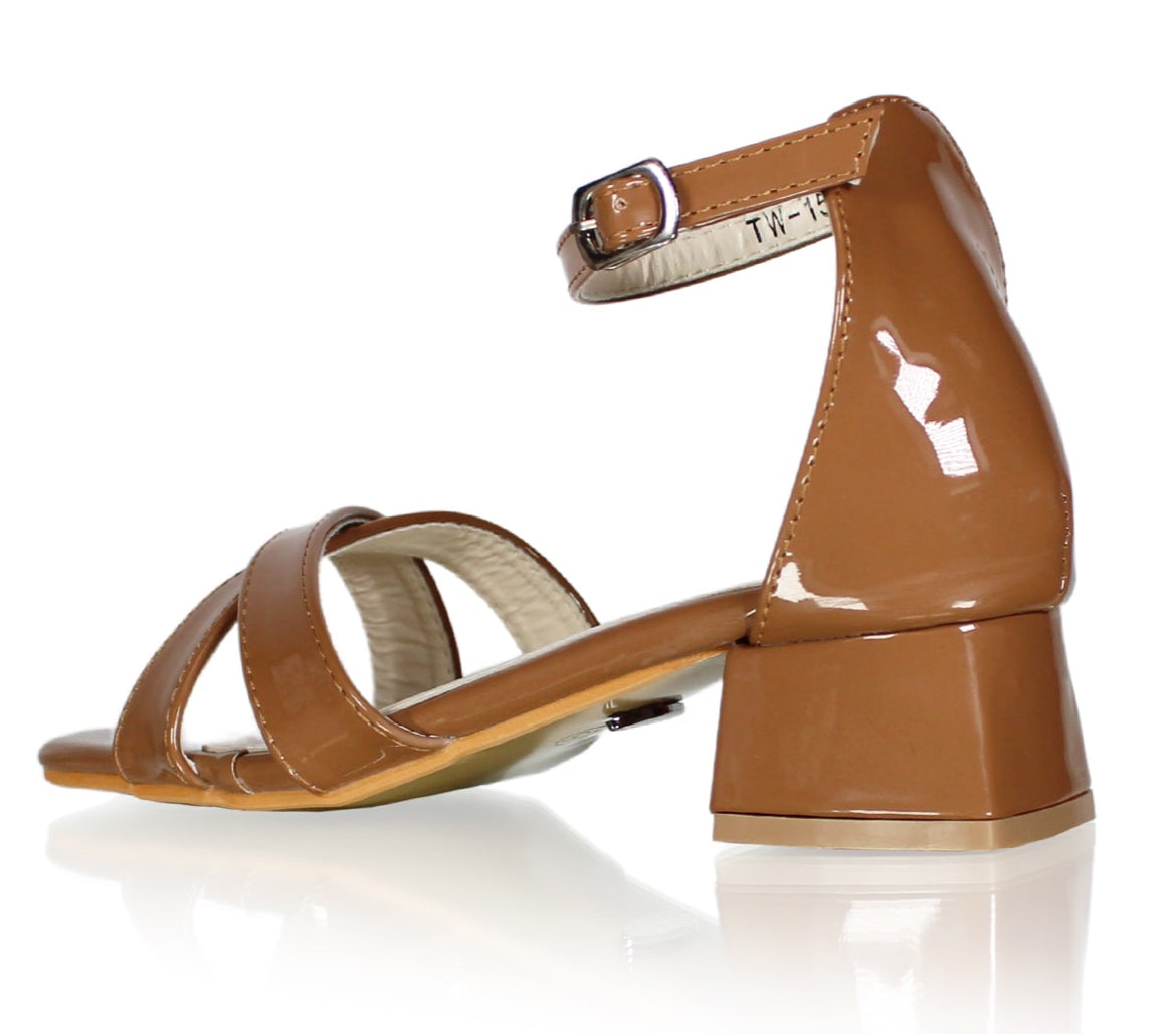 Marc Defang Girls Cross Strap Heels-Nude 2