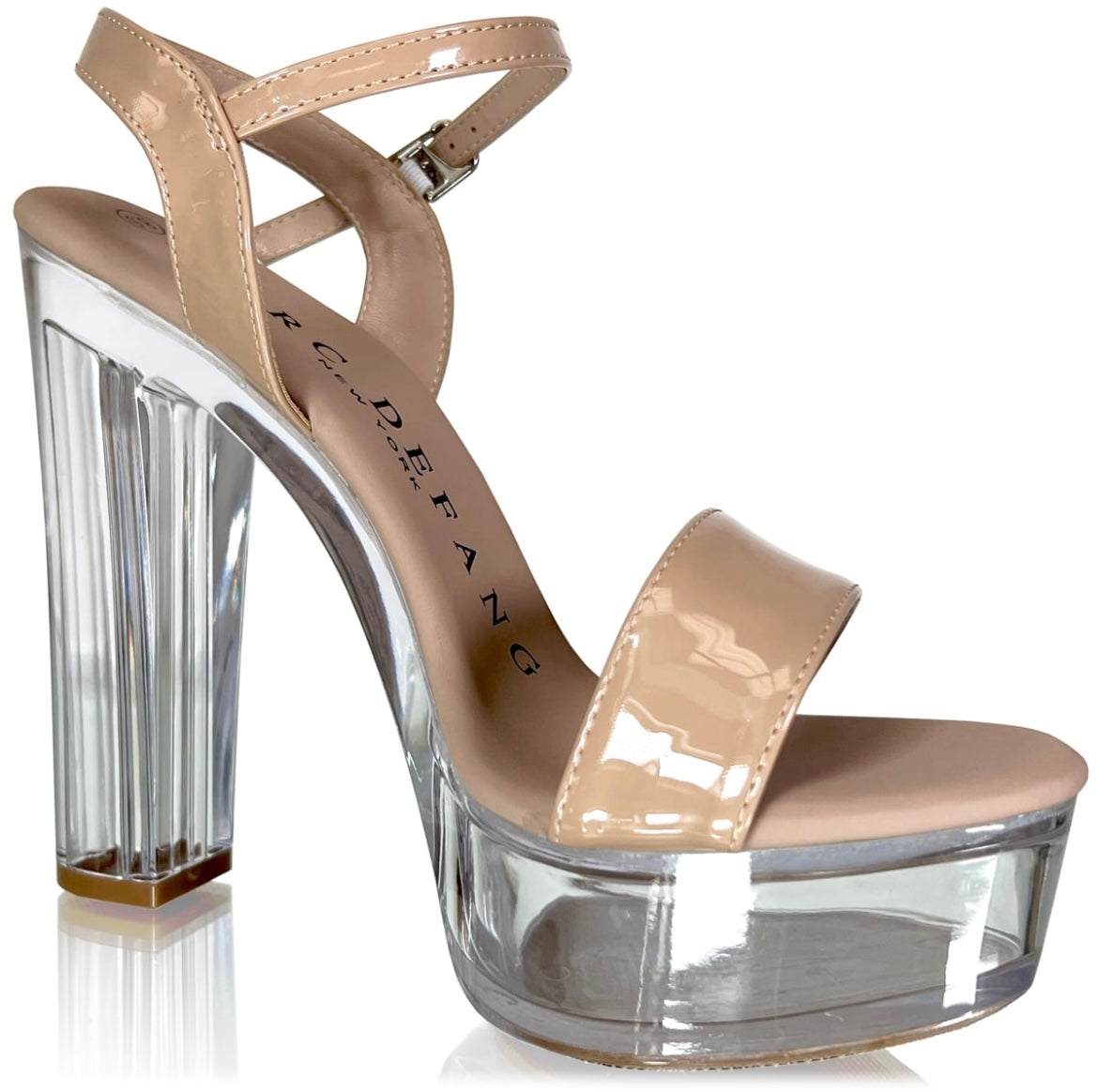 Marc Defang Single Strap Clear Block Heels