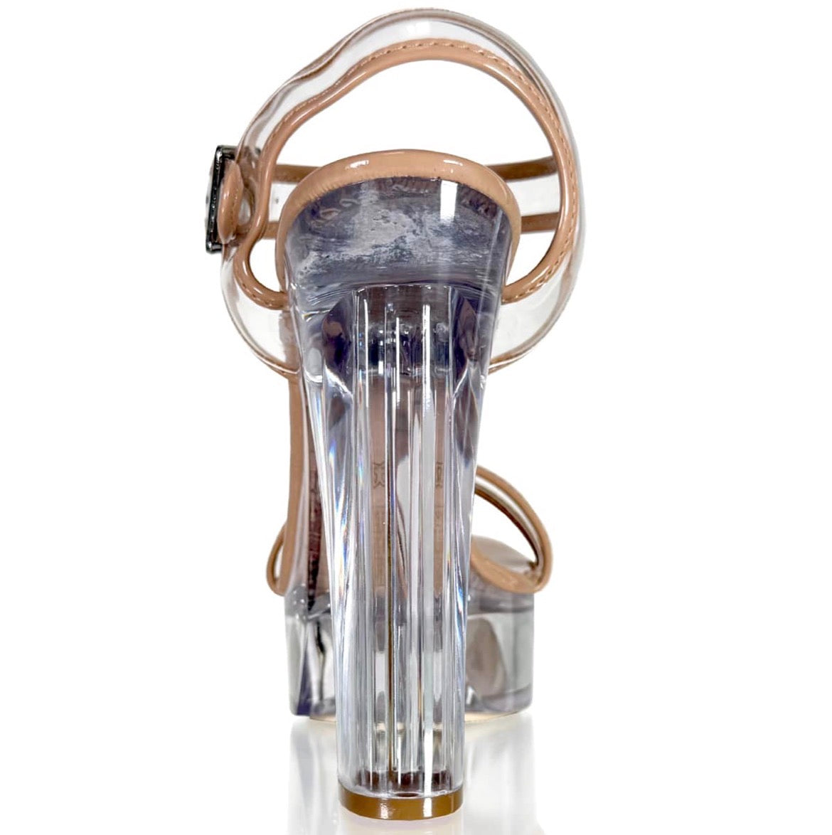 Marc Defang Piping Clear Block Heels