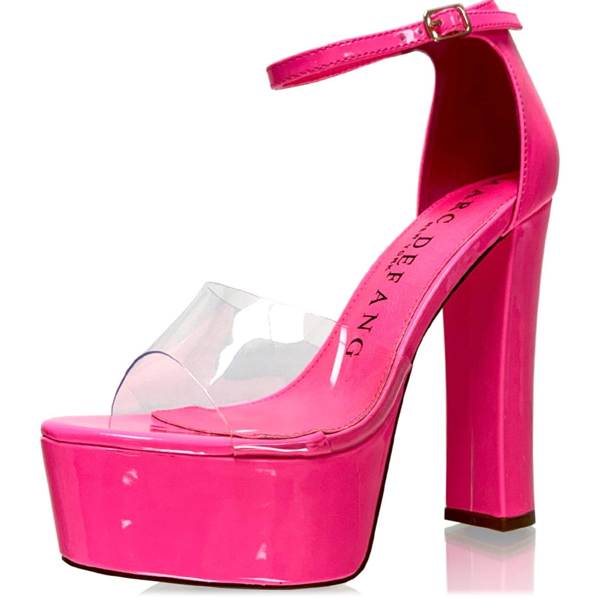 Barbie Pink Block Heel Clear Peep Toes