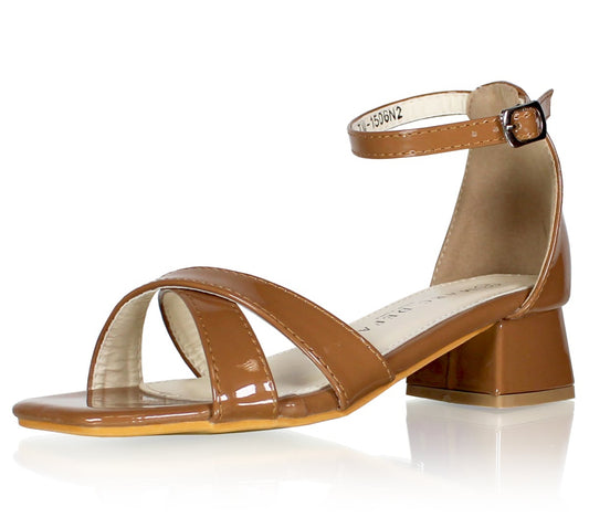 Marc Defang Girls Cross Strap Heels-Nude 2